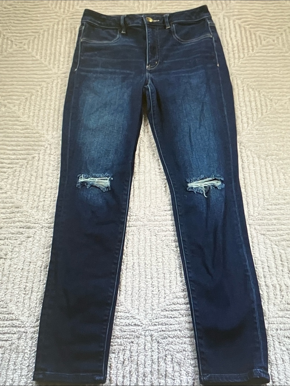 American Eagle Outfitters Dark Blue Distressed Jeggings